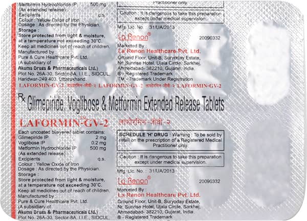 Laformin Gv2 Strip Of 10 Tablets