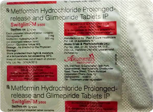 Switglim M 3/500 Strip Of 10 Tablets