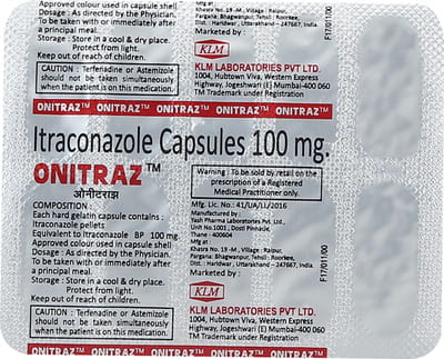 Onitraz 100 Strip Of 10 Capsules