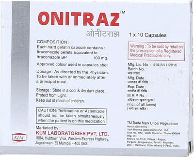Onitraz 100 Strip Of 10 Capsules