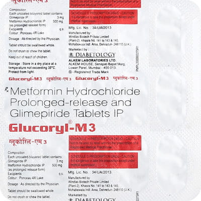 Glucoryl M3 Strip Of 15 Tablets