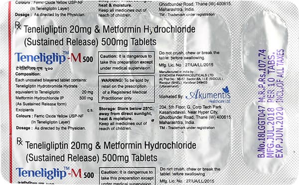 टेनेलिग्लिप एम 500 की स्ट्रिप 10 टैबलेट्स