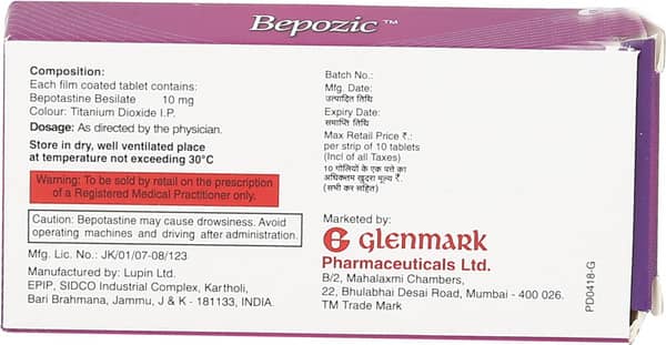 Bepozic 10 Strip Of 10 Tablets