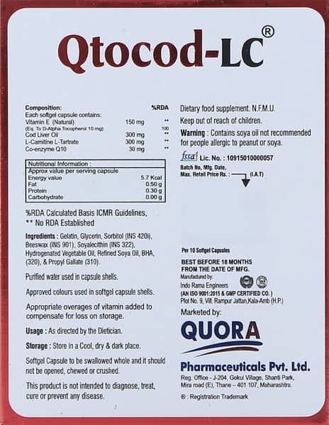 Qtocod Lc Strip Of 10 Softgel Capsules
