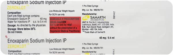 Zeroklot 40mg Pre Filled Syringe Of 0.4ml Injection