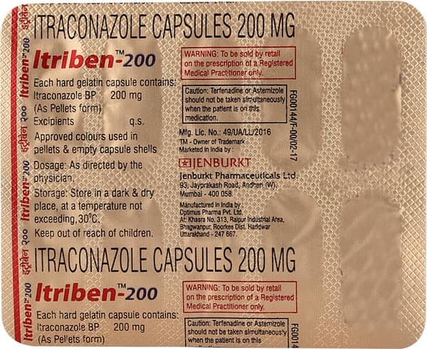 Itriben 200Mg Strip Of 10 Capsules