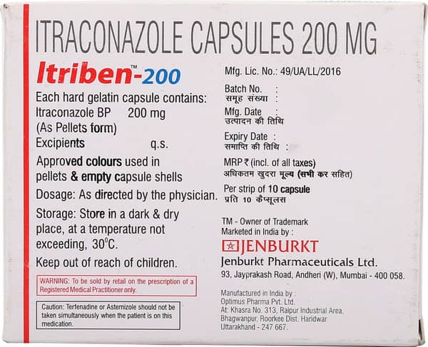 Itriben 200Mg Strip Of 10 Capsules