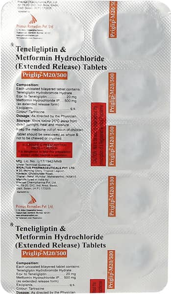 Priglip M 20/500 Strip Of 10 Tablets