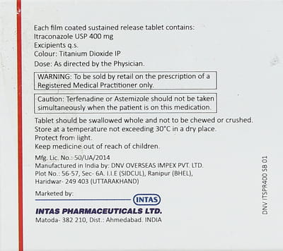 Itaspor Sr 400 Strip Of 4 Tablets