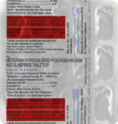 Zoryl M4 Forte Strip Of 15 Tablets