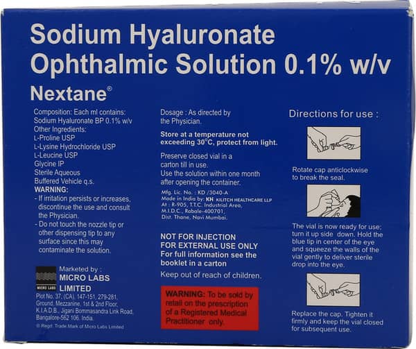 Nextane Bottle Of 10ml Ophthalmic Solution