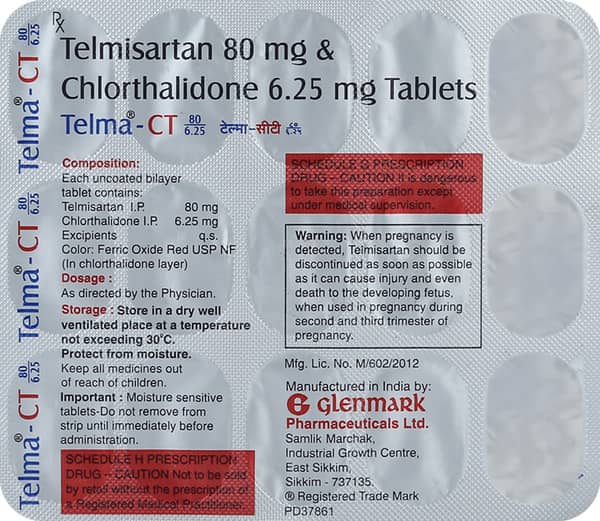 Telma Ct 80mg/6.25mg Strip Of 15 Tablets
