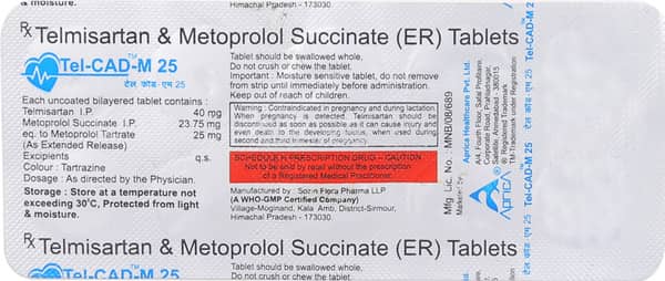 Telcad M 25 Strip Of 10 Tablets