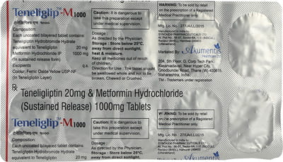 Teneliglip M 1000 Strip Of 10 Tablets