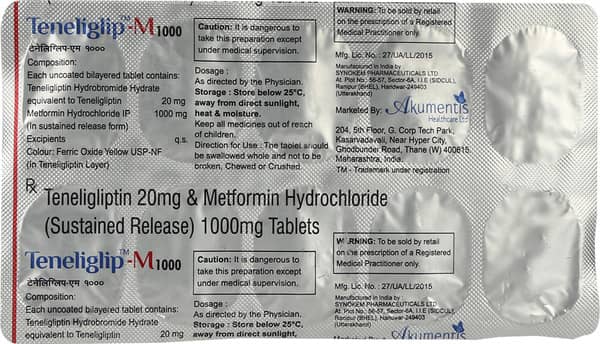 Teneliglip M 1000 Strip Of 10 Tablets