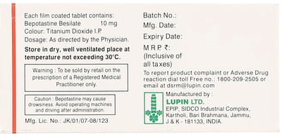 Beipos 10mg Strip Of 10 Tablets