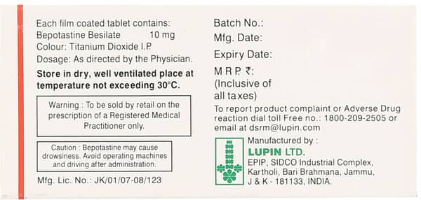 Beipos 10mg Strip Of 10 Tablets