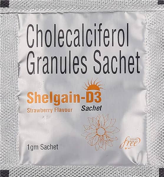 Shelgain D3 Strawberry Flavour Sugar Free Sachet Of 1Gm Granules