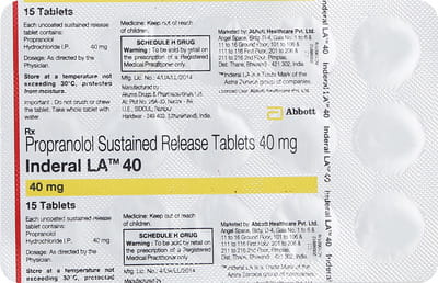 Inderal La 40mg Strip Of 15 Tablets