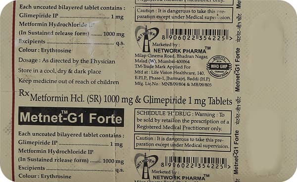 Metnet G1 Forte Strip Of 10 Tablets