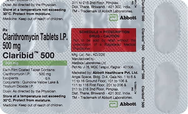 Claribid 500Mg Strip Of 10 Tablets