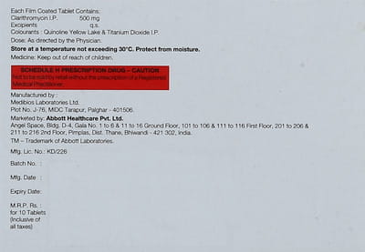 Claribid 500mg Strip Of 10 Tablets