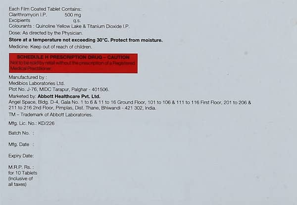 Claribid 500Mg Strip Of 10 Tablets