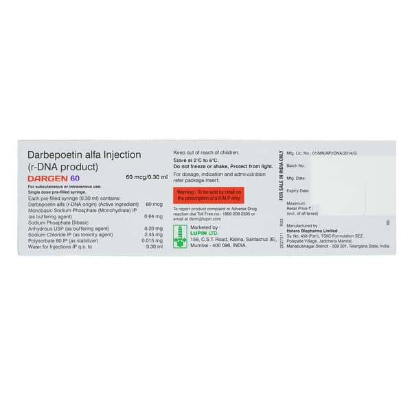 Dargen 60Mcg Pre Filled Syringe Of 0.30Ml Injection