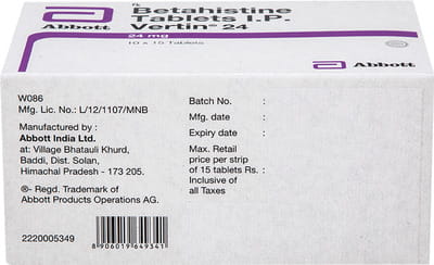 Vertin 24mg Strip Of 15 Tablets