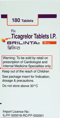 Brilinta 90mg Bottle Of 180 Tablets