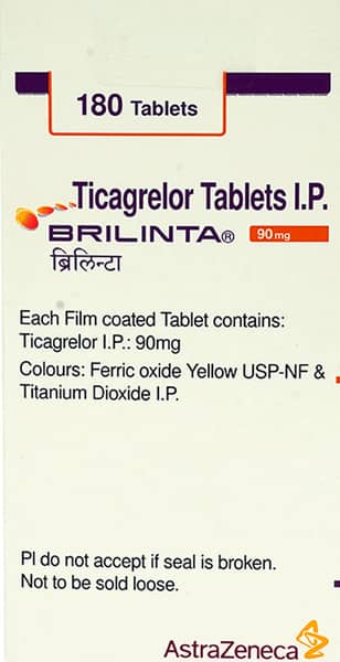 Brilinta 90mg Bottle Of 180 Tablets
