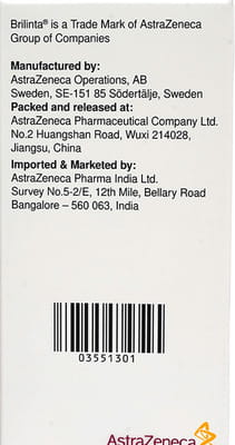 Brilinta 90mg Bottle Of 180 Tablets