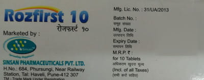 Rozfirst F 10mg Strip Of 10 Tablets