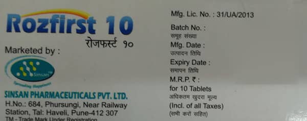 Rozfirst F 10mg Strip Of 10 Tablets