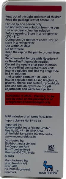 ज़ल्टोफी 100iu/3.6एमजी इंजेक्शन के लिए 3एमएल सॉल्यूशन का प्री-फिल्ड पेन