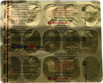Ziten M 20/1000mg Strip Of 15 Tablets