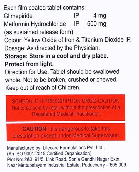Glimiprime M 4Mg Forte Strip Of 10 Tablets