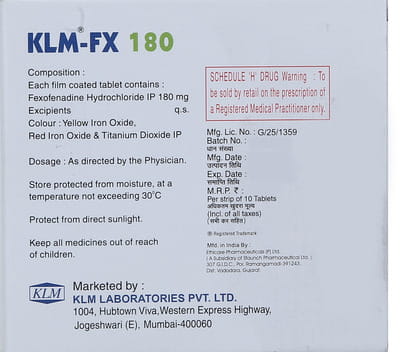 Klm Fx 180mg Strip Of 10 Tablets