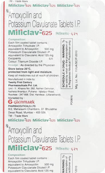 Miliclav 625Mg Strip Of 10 Tablets