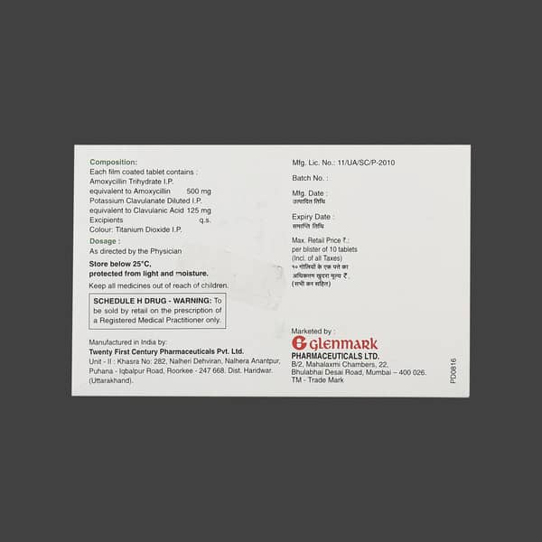 Miliclav 625Mg Strip Of 10 Tablets