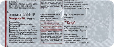 Telmipack 40mg Strip Of 10 Tablets