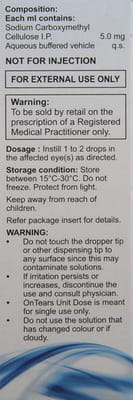 Ontears Unit Dose Bottle Of 0.4ml Eye Drops