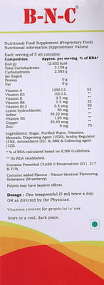 B N C Strawberry Flavour Bottle Of 200ml Syrup