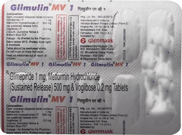 Glimulin Mv 1mg Strip Of 10 Tablets