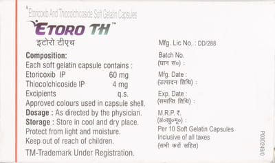 Etoro Th 60/4mg Strip Of 10 Capsules