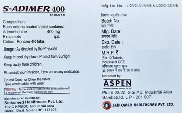 S Adimer 400Mg Strip Of 10 Tablets