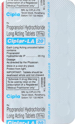 Ciplar La 20mg Strip Of 15 Tablets