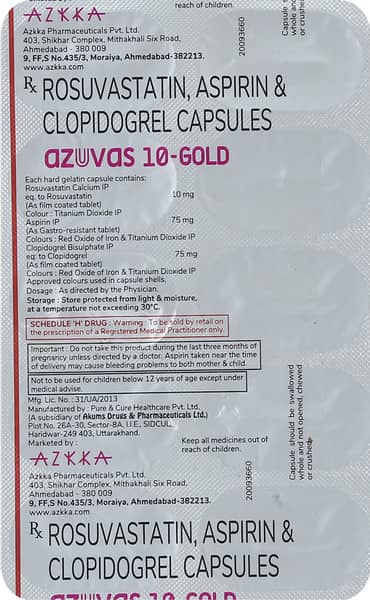 Azuvas 10 Gold Strip Of 10 Capsules