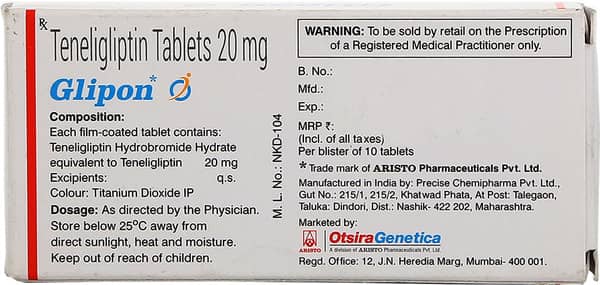 Glipon 20mg Strip Of 10 Tablets