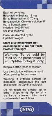 Bepodrops 1.5% Bottle Of 5ml Eye Drops